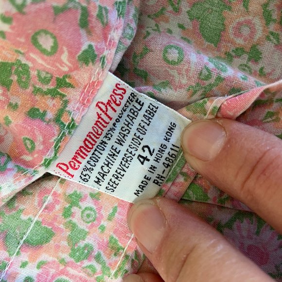 Vintage 70's button up shirt All over mini Floral print BoHo Hippie Sleeveless - Picture 4 of 5